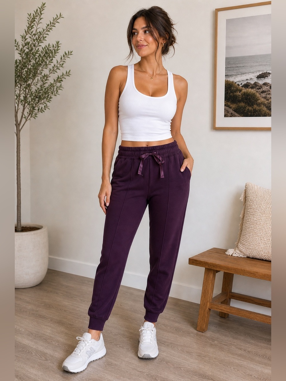 NWT MPG Julie Relaxed Performance Active Joggers Charisma Purple Size Small